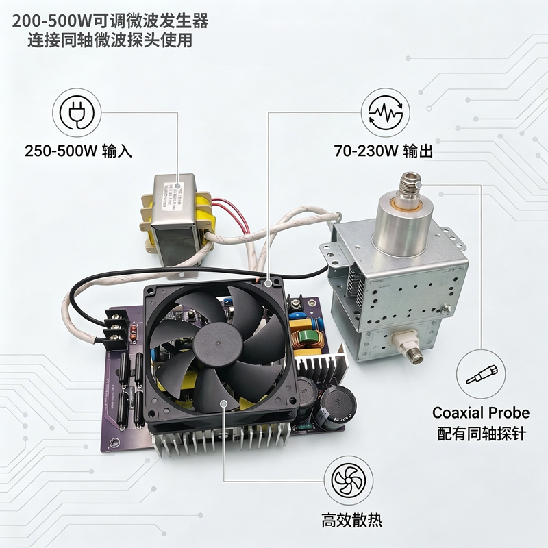 输出功率70-230W可调微波发生器微波电源 减脂仪美容仪微波配件磁控管